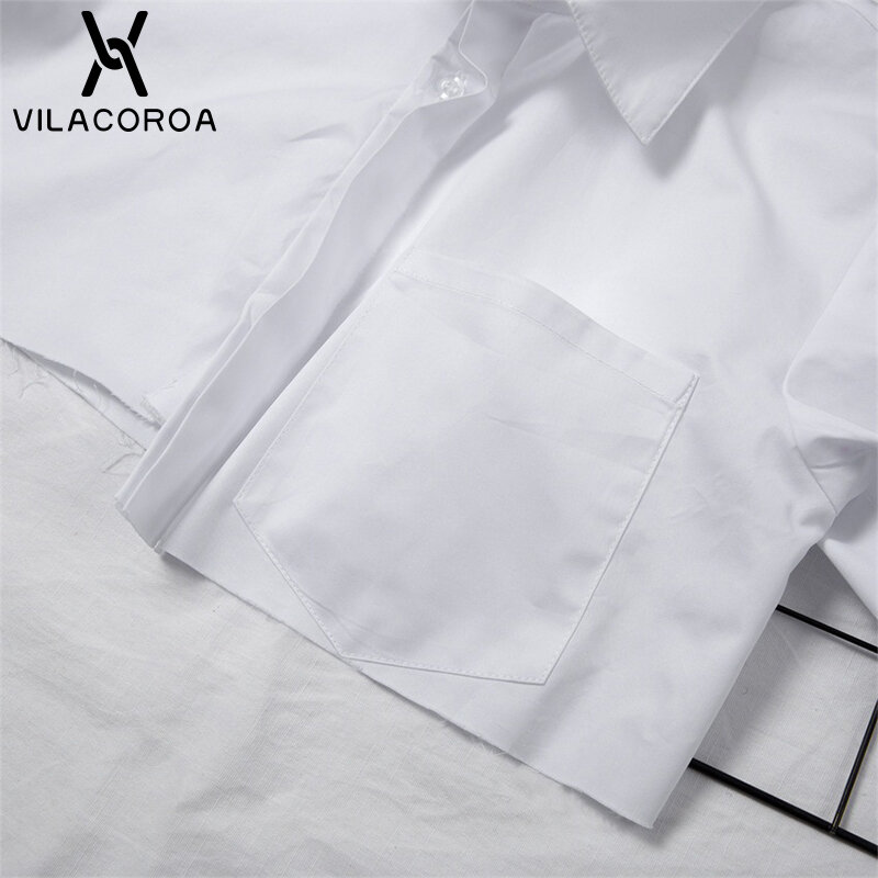 Белая пикантная блузка с отложным воротником и расклешенными рукавами, Женский Асимметричный укороченный Топ с длинным рукавом, повседнев...