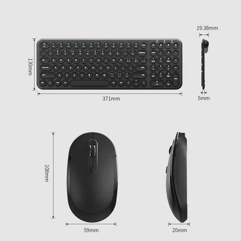2.4G Keyboard Gaming Tanpa Suara Nirkabel dan Mouse Putaran Tutup Tombol Keyboard Mouse Gaming untuk Macbook PC Gamer Keyboard Laptop Komputer