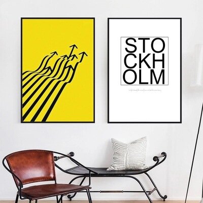 Nordic Minimalist Decoration Painting Wall Pictures for Living Room STOCKHOLM Canvas Wall Art Quadro Sweden Bedroom Letter