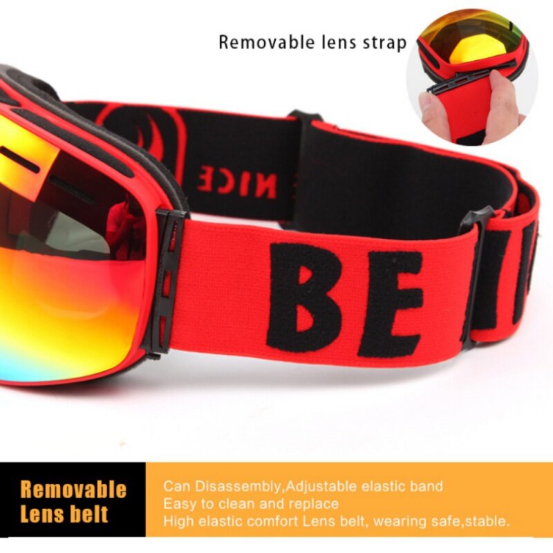 Óculos de esqui camadas duplas uv400 anti-nevoeiro snowboard eyewear anti-nevoeiro grande máscara de esqui óculos neve snowmobile novo