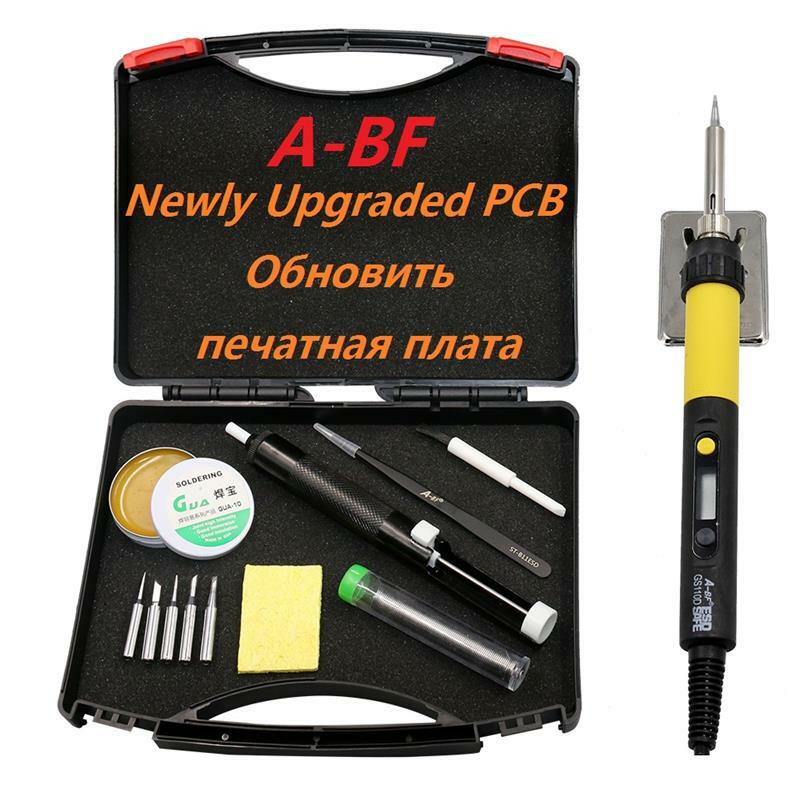 Soldering Iron A-BF GS90D GS110D LCD Display Adjustable Temperature Electric Soldering Iron Kit with Solder Soldering Tips