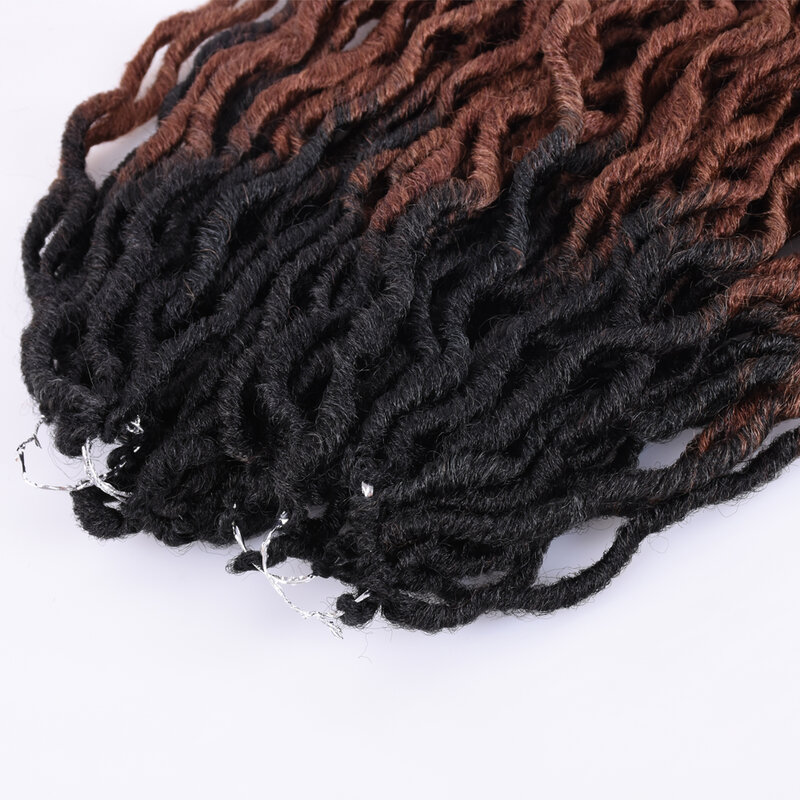 18inch Goddess Faux Locs Crochet Hair Synthetic Wavy Gypsy  Hair Ombre Braiding Hair Extensions Handmade