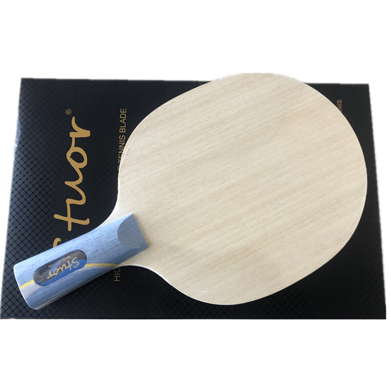 Stuor-raqueta de tenis de mesa de carbono, raqueta de ping-pong, de dos caras, larga, fluorescente, 5 capas, interior y azul, ALC