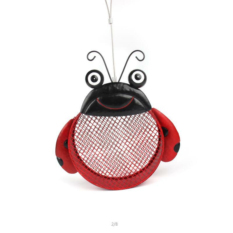 Ladybug Metal Mesh Wild Bird Feeder Red for Garden Outdoor Hanging or House Outdoor Hanging Decoration to bird