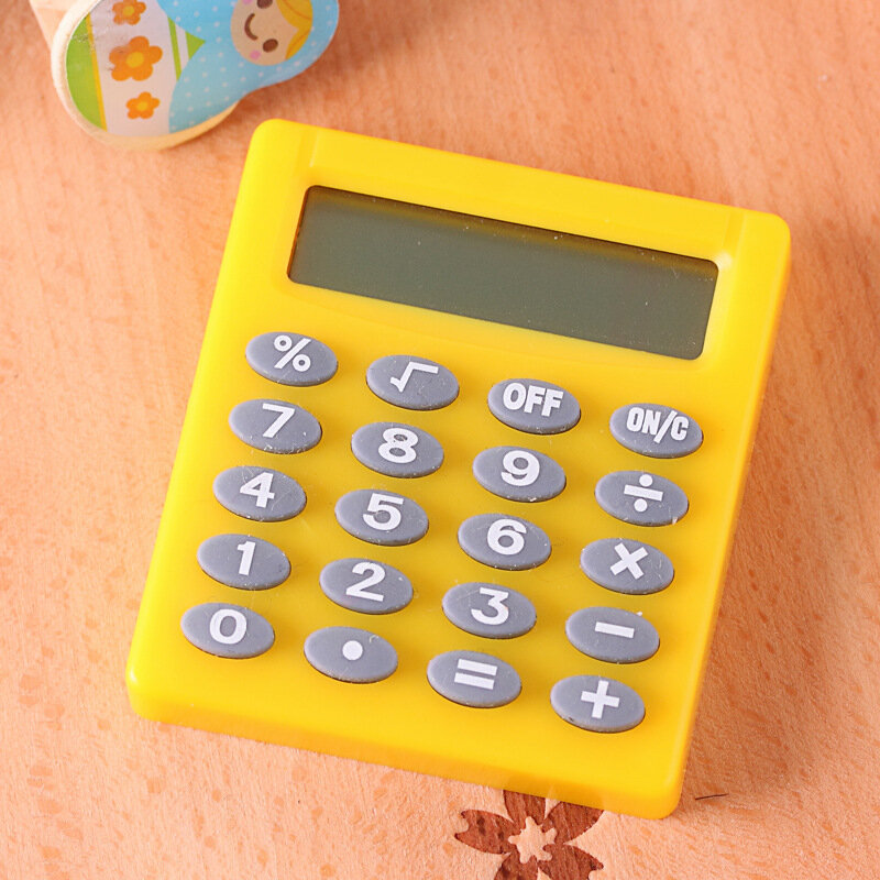 Kartun Mini Pocket Calculator 8 Display Digit Portable Caculator Saku Genggam Tipe Koin Baterai Kalkulator Alat Tulis Set