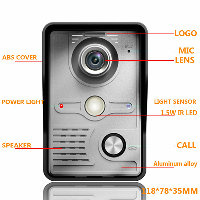 البصرية جرس باب إنتركوم 7 ''TFT لون LCD السلكية فيديو باب الهاتف نظام داخلي رصد 700TVL في الهواء الطلق كاميرا تعمل بالأشعة فوق الحمراء دعم فتح