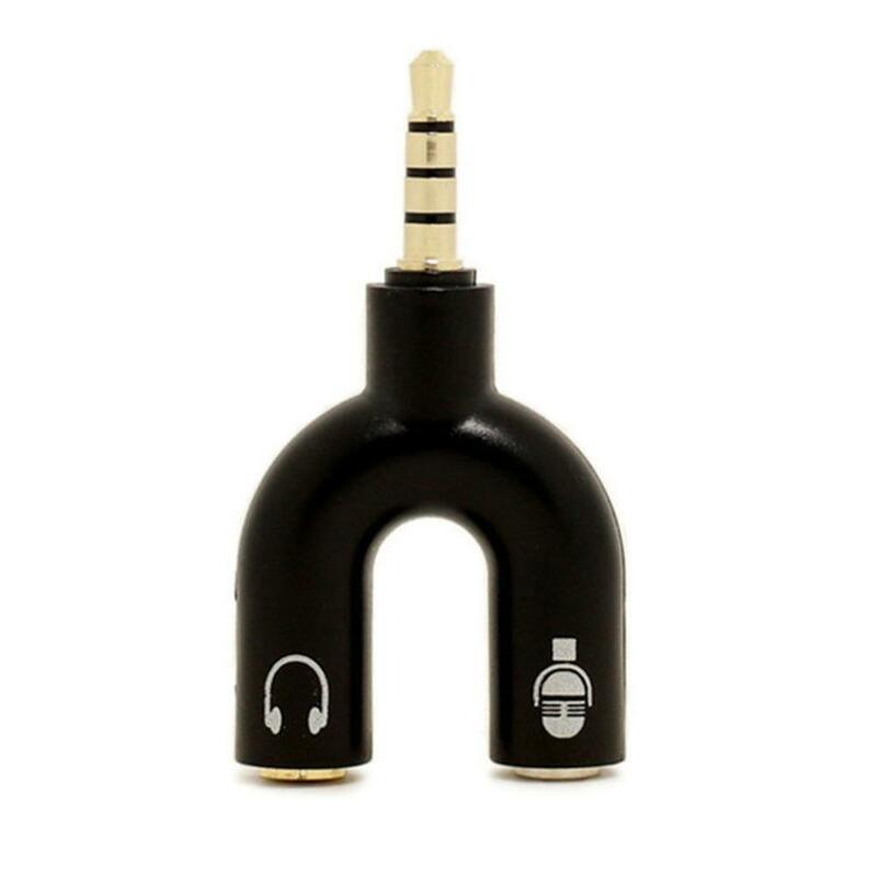 1PC U Type Adapter Dual 3.5 MM Headphone Plug Audio Cables Splitter Microphone 2 in 1 Swivel Connector Jack Plug Adapter