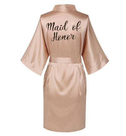 Satynowe szaty jedwabne Plus rozmiar szlafrok ślubny panna młoda druhna suknia kobiety odzież bielizna nocna Maid of Honor różowe złoto