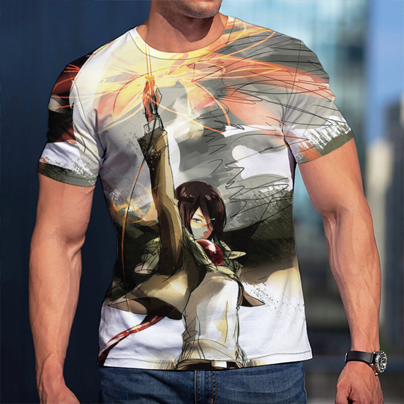 T-Shirt da uomo 3D Attack On Titan Mikasa abbigliamento donna manica corta Cool Tees moda Casual estate Anime T-shirt Streetwear