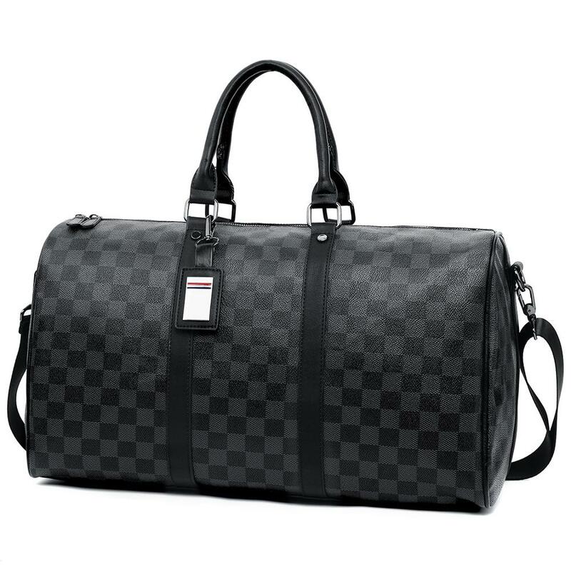 Vicunha polo clássico design xadrez dos homens bolsa de viagem de couro da marca homem de negócios saco durante a noite tote bags carry on bagagem