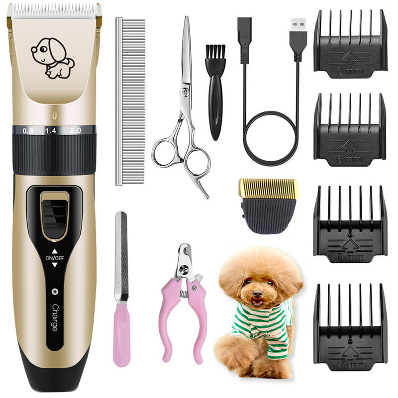 Cortadora eléctrica de pelo para perros, máquina cortapelo con carga USB para mascotas, recargable, poco ruido, acicalamiento