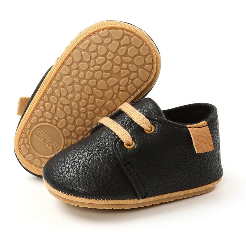 Zapatos antideslizantes con cordones para bebé recién nacido, calzado de leopardo de PU de alta calidad, suela suave, 0 a 18 meses