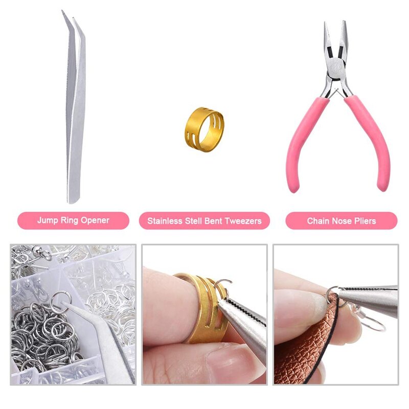 1128 Pieces Earring Making Supplies Kit with Earring Hooks, Jump Rings, Pliers, Tweezers, Jump Ring Opener for Earrings Making a
