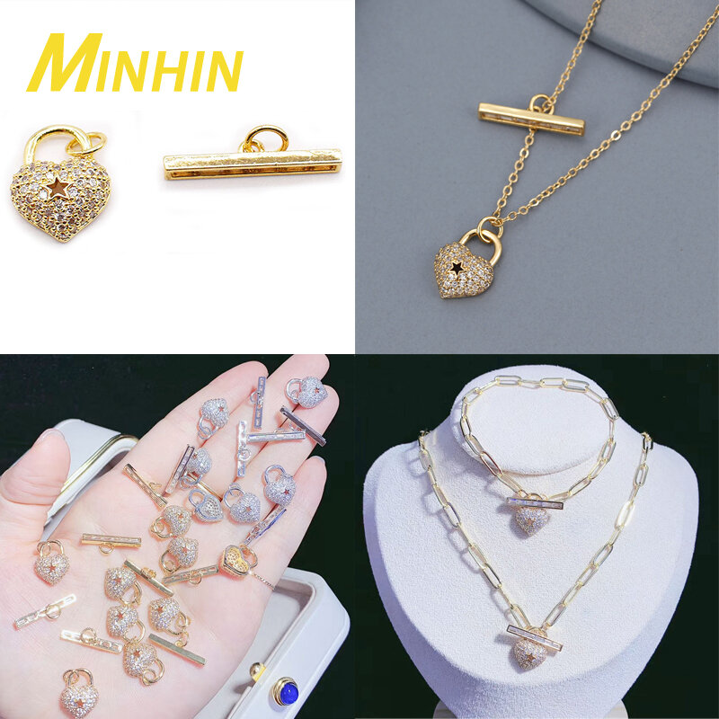 MINHIN-cierres OT de circón completo de alta calidad, conectores de latón, pulsera, collar, accesorios de fabricación de joyas