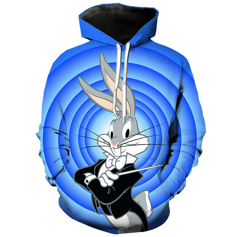 Sudadera con capucha de conejo para hombre y mujer, suéter Unisex con estampado de dibujos animados en 3D, estilo casual, con personalidad, para las cuatro estaciones