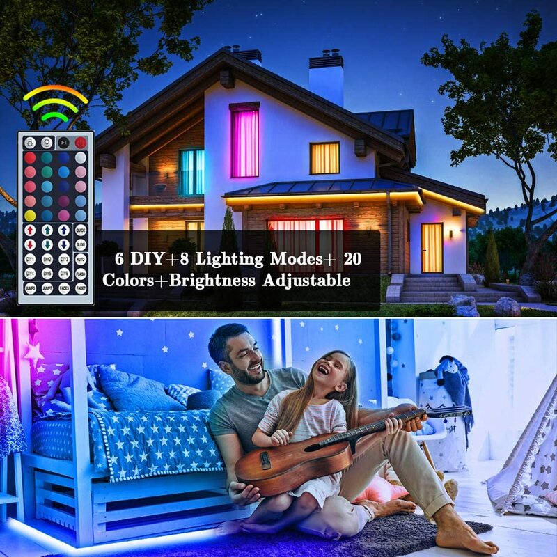 柔軟なLEDストリップライト,Bluetoothコントローラー,フレキシブルrgb,装飾的なバックライト,常夜灯,寝室用の明るい文字列,5050