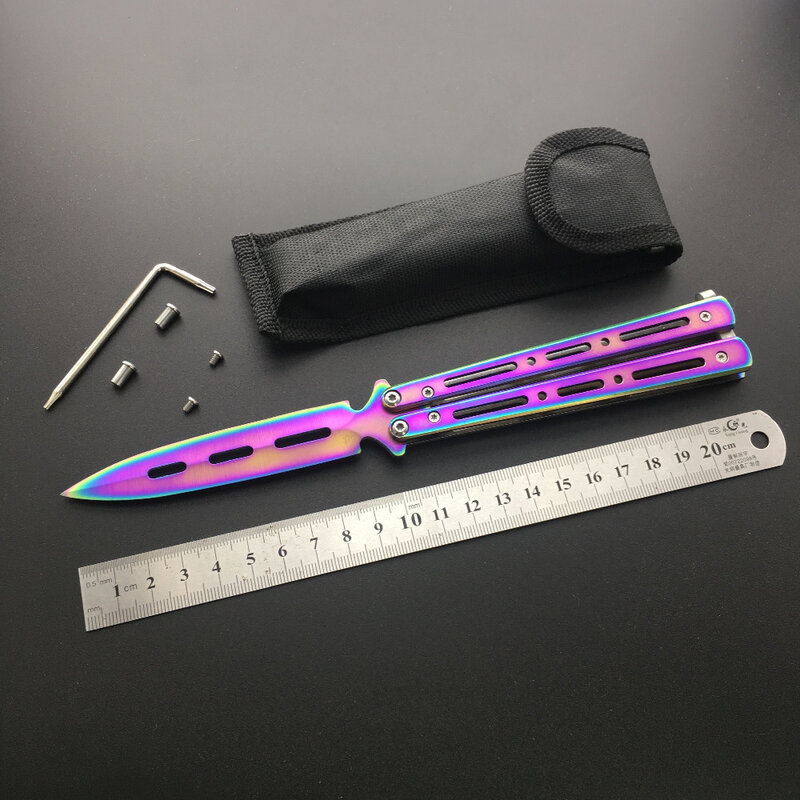 Karambit-cuchillo plegable de acero inoxidable, cuchillo de entrenamiento táctico para contraataque, mariposa, regalo