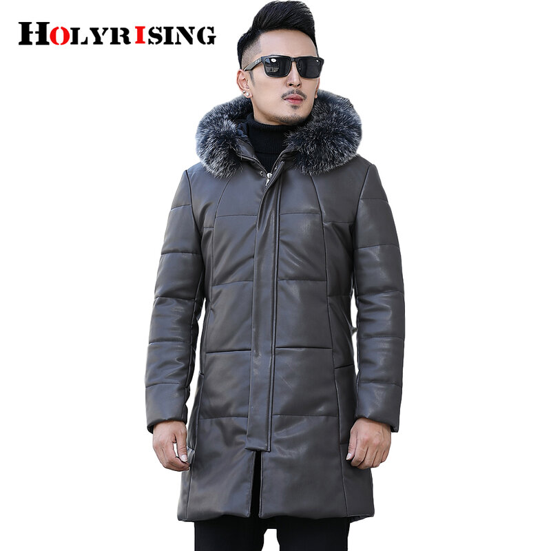 winter jacket man 90% white duck down jacket  long fox fur collar fitness puffer jacket for men zipper warm outerwear 5xl 19431