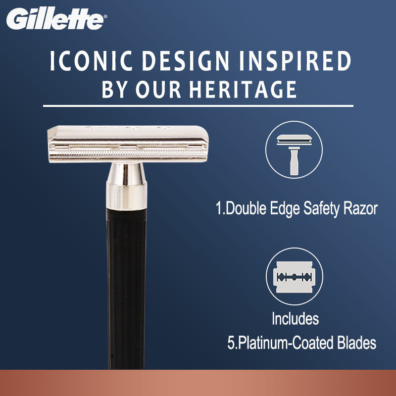 Gillette Men's Razor Blades Double Edge Razors Super Blue Machine for Shaving Straight Razor Manual Shaver for Safely Shaving