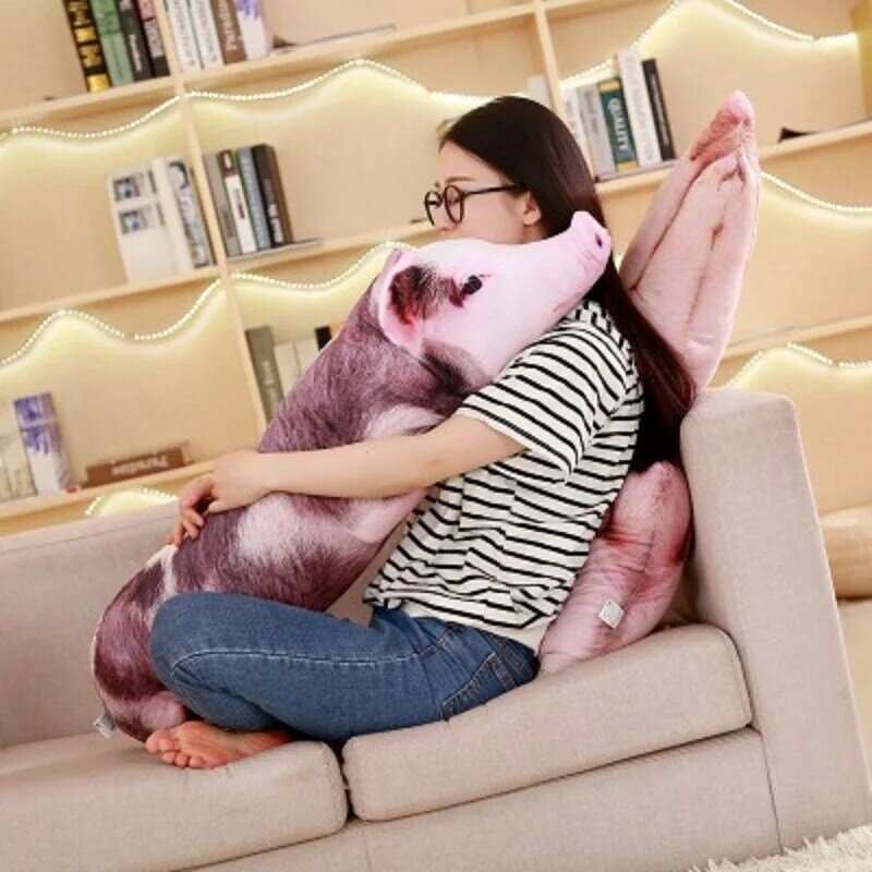 Dropshipping จำลอง Sleeping Pig Plush หมอนตุ๊กตาพิมพ์สัตว์หมอนเอวรองรับเก้าอี้ Cot Decor Cushion