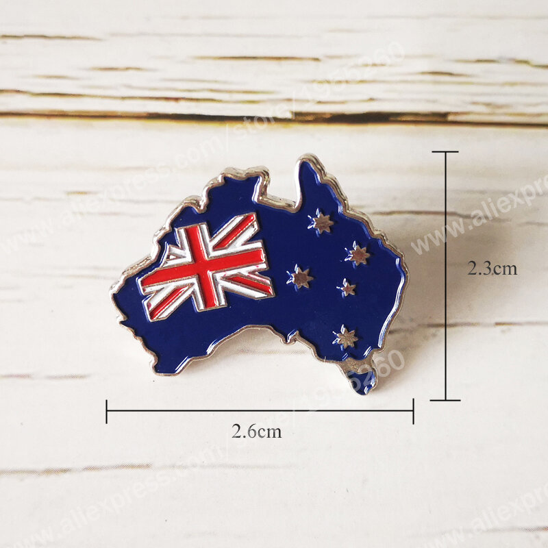 Australia Coutry Shape Map National Flag Lapel Pins Crystal Epoxy Metal Enamel Badge Paint Brooch Souvenir Suit  Personality
