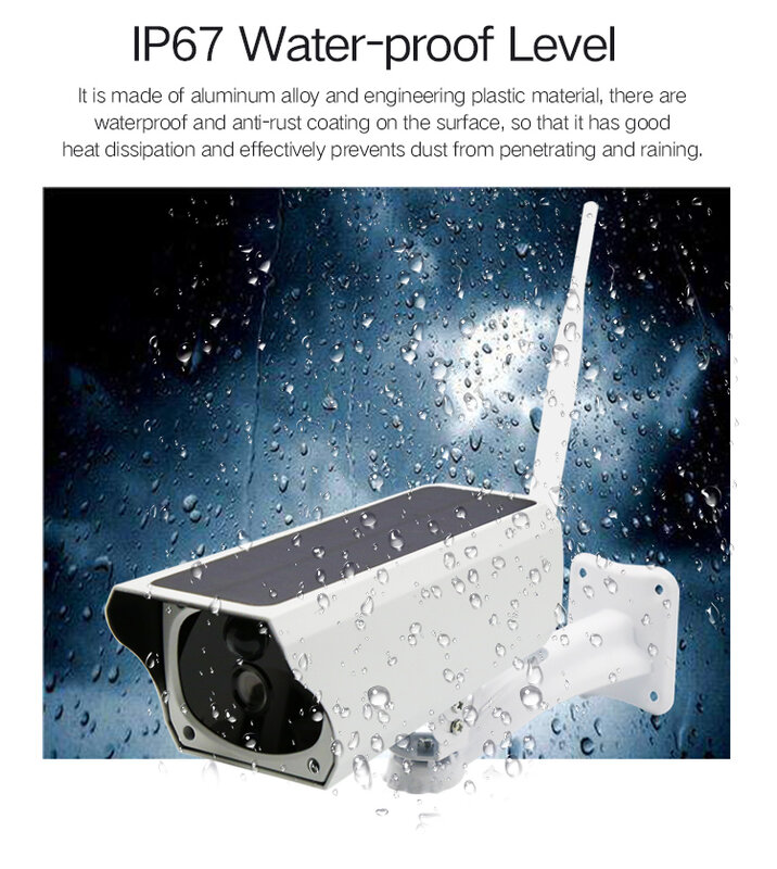 1080P الشمسية IP كاميرا لاسلكية واي فاي كاميرا لوحة طاقة شمسية بطارية قابلة للشحن IP67 مقاوم للماء PIR الحركة إنذار اتجاهين الصوت