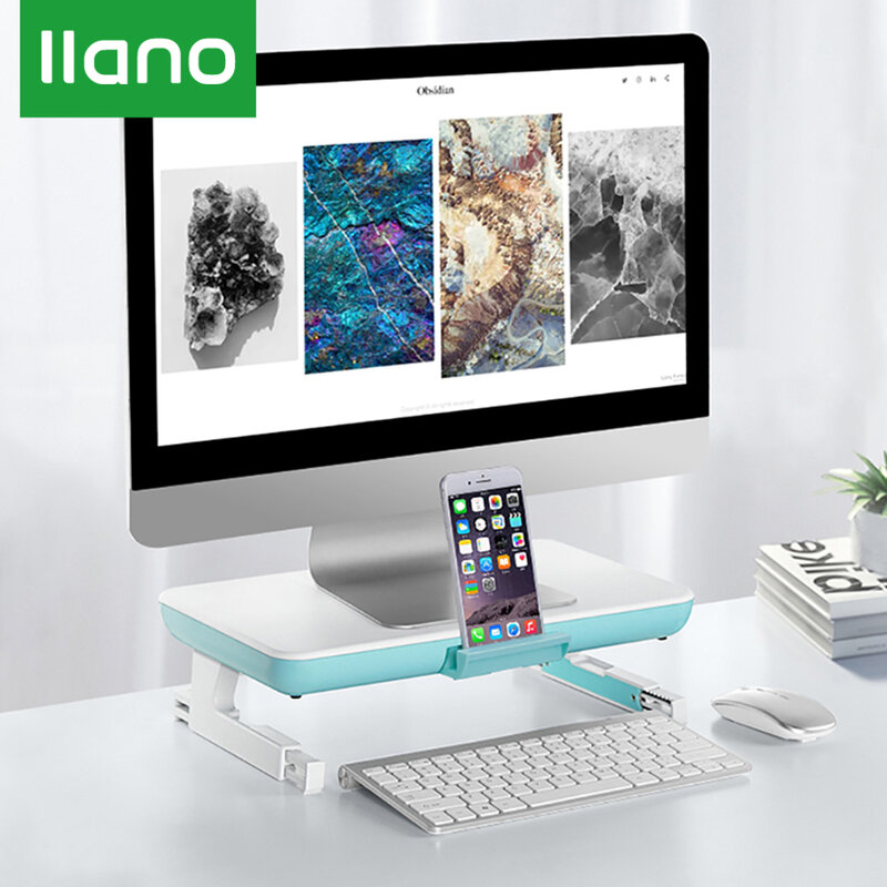 LLANO Monitor Stand Desktop Notebook Laptop Holder Non-slip Desk Riser Home Office Laptop PC Storage Bracket TV Screen Riser