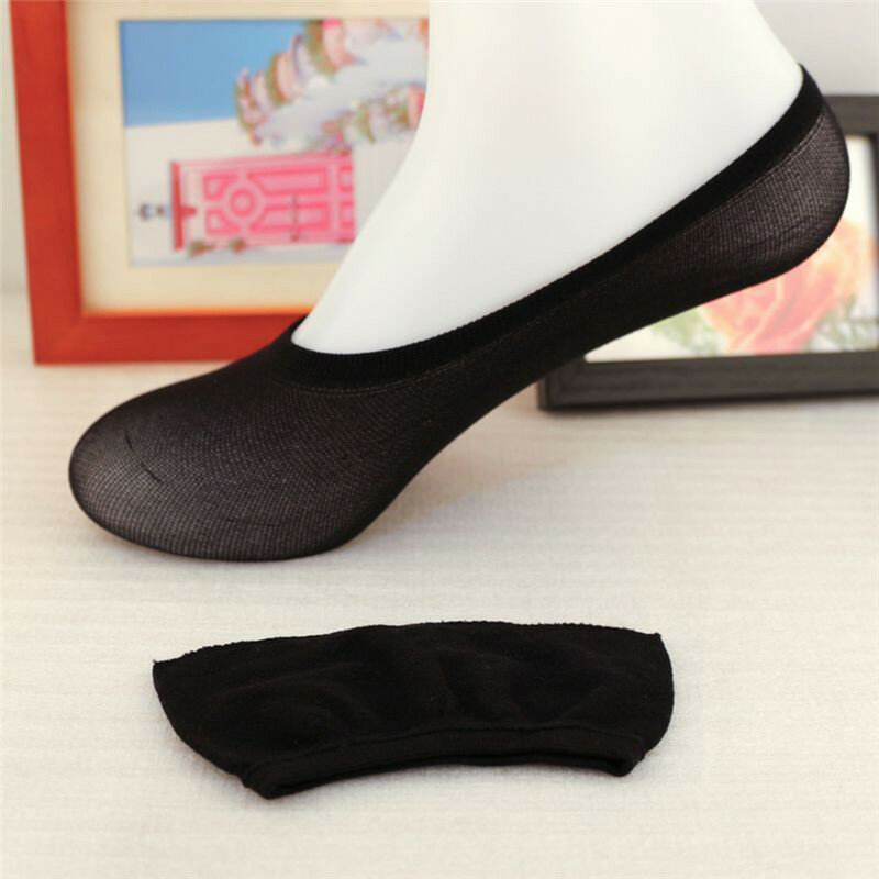 Nuevo 10 pares de verano zapatillas de mezclas de algodón calcetines invisibles Beige negro colores de caramelo zapatillas Calcetines para mujeres Anti-Slip calcetines de mujer