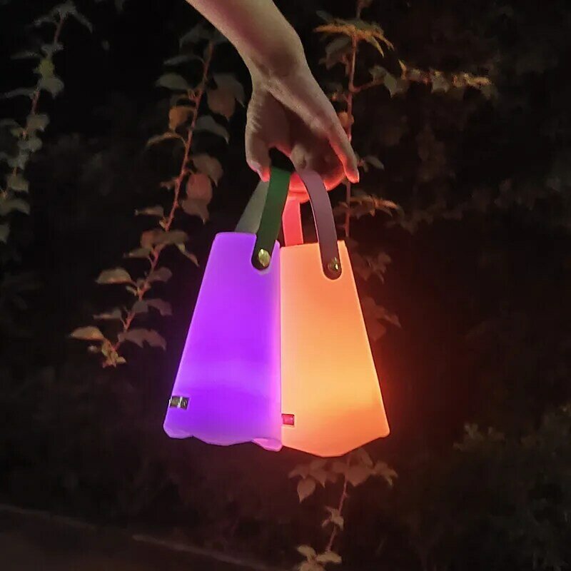 Outdoor Waterproof Illuminated Portable RGB LED Mood Lighting Lantern Lights Camping Lamp Remote Control Night Light with handle