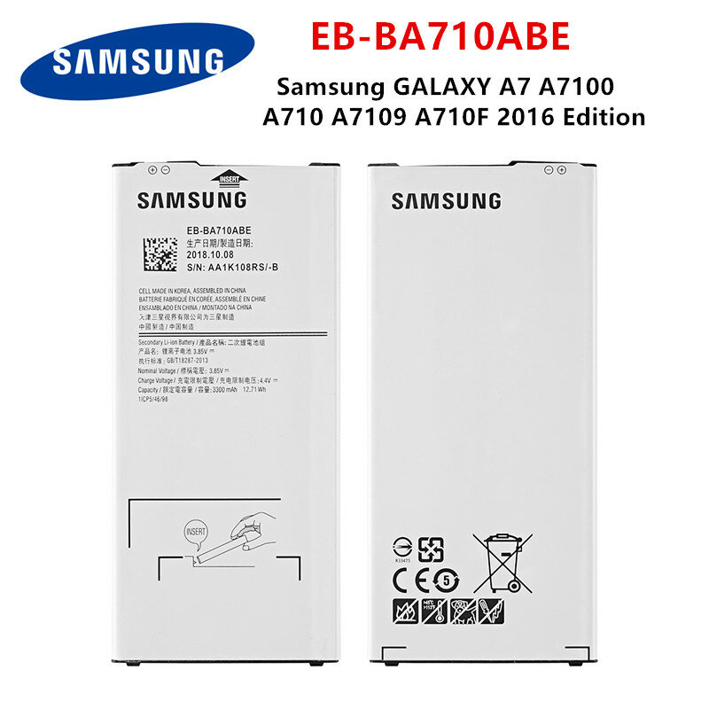 SAMSUNG-batería original de EB-BA710ABE, 3300mAh, para Samsung GALAXY A7, A7100, A710, A7109, A710F, edición 2016
