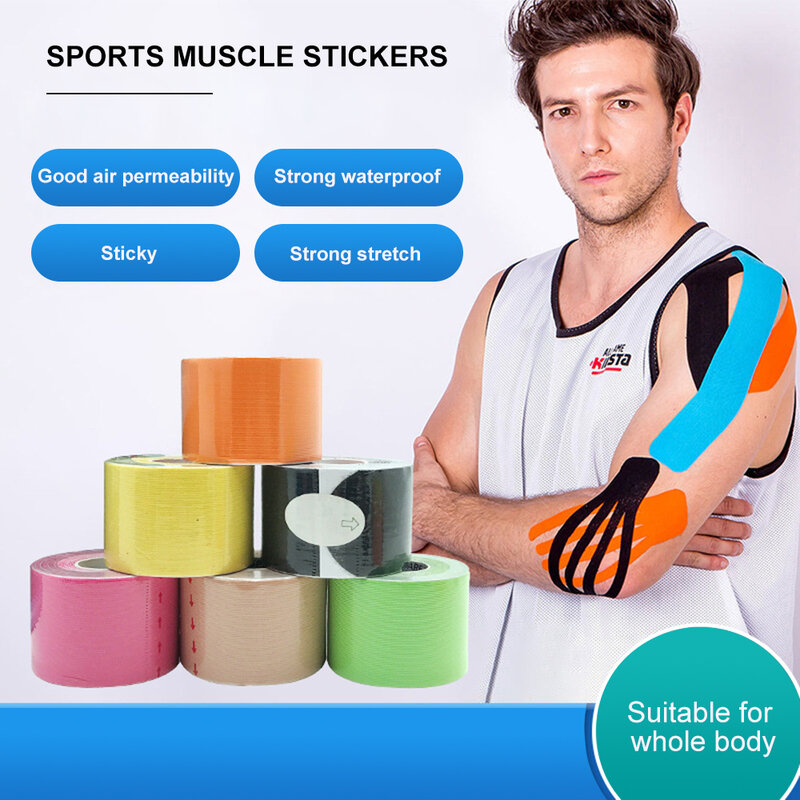 Kinesiology Tape Waterproof Athletic Recovery Muscle Bandage Elastic Wrap Tape Self Adhesive Sports Knee Pads Protector Bandage