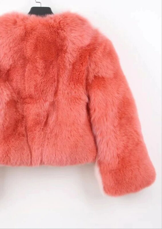 หวาน2สีPatchwork Faux Fur Coat Exclusive Custom Winter Fluffy Faux Foxเสื้อกันหนาวStreet Chicแจ็คเก็ตCoat Overwear