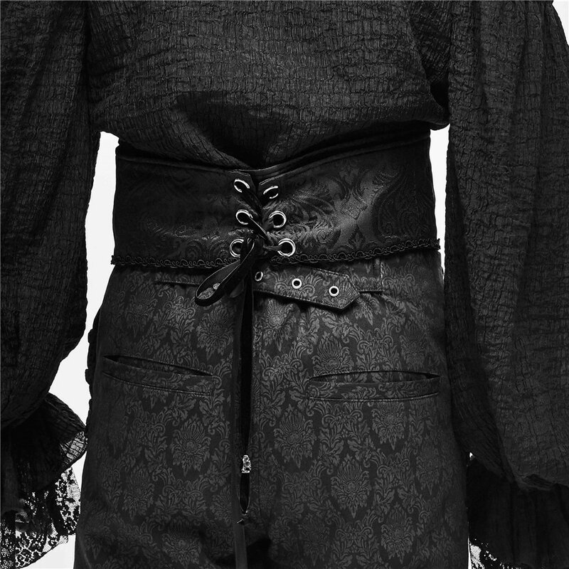 D.F – ceinture Vintage gothique noire pour hommes, accessoire de fête de qualité supérieure