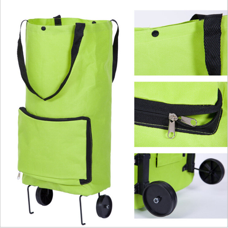 Bolsa de carrito de compras con ruedas, carrito plegable portátil, reutilizable, respetuoso con el medio ambiente, bolsas con asa plegable, 1 ud.