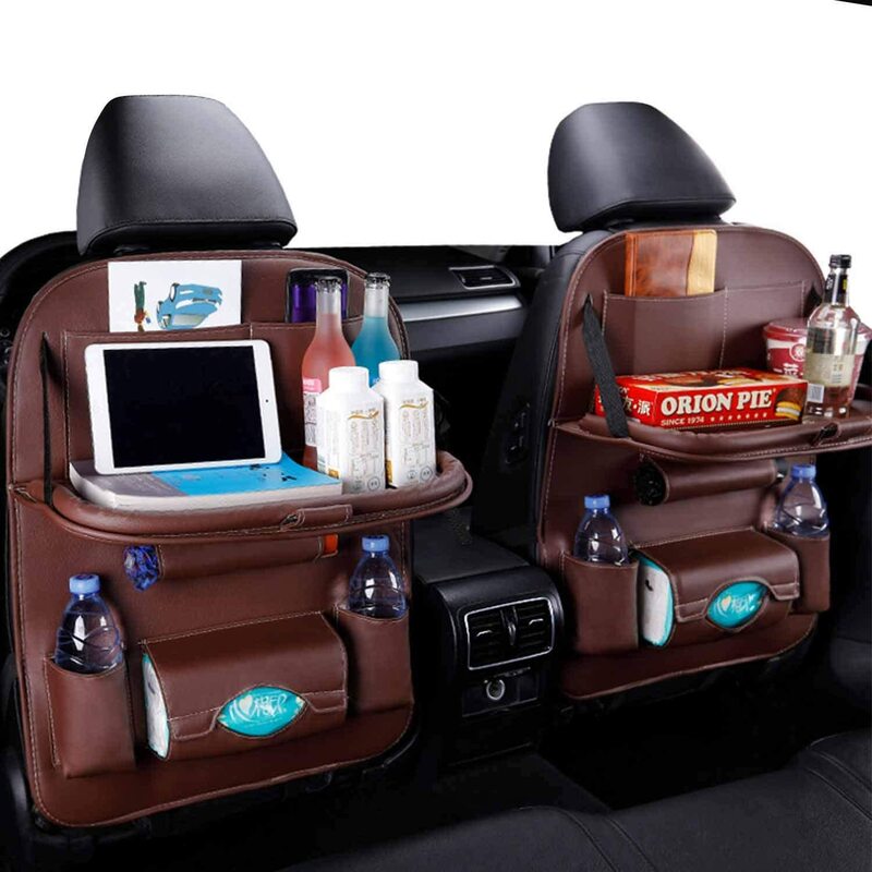 Auto Back Seat Organizer Opbergtas Met Opvouwbare Tafel Lade Tablet Houder Tissue Doos Auto Back Seat Bag Protector Accessoires
