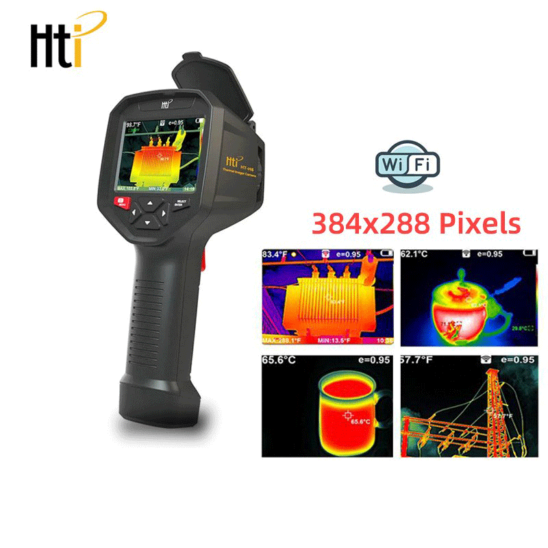 Hti Infrared Thermal Imager HT-H8 IR Industrial PCB Circuit Heating Pipe Detection 384*288 Pixels WIFI Infrared Thermal Camera