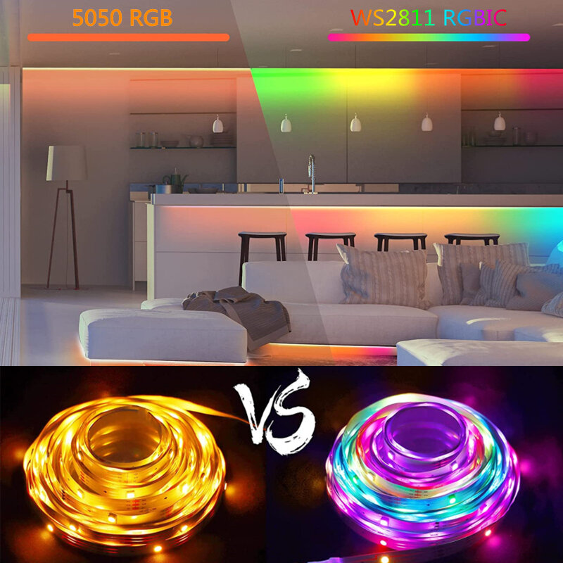 Taśma LED Light RGBIC kolor marzeń WS2811 inteligentna kontrola aplikacji adresowalna 5050 elastyczna taśma 30M 20M tęczowy efekt lampy prezent