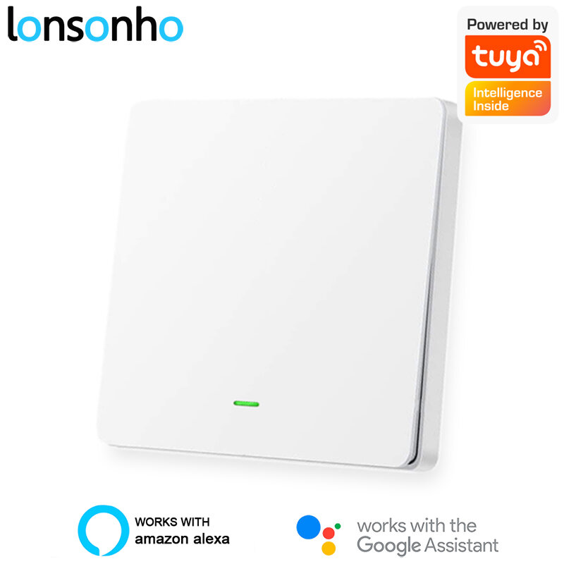 Lonsonho Tuya Smart WiFi Switch 2 Way 1 Gang EU 220V Touch or Button Wall Light Switch Compatible Alexa Google Home Smartlife
