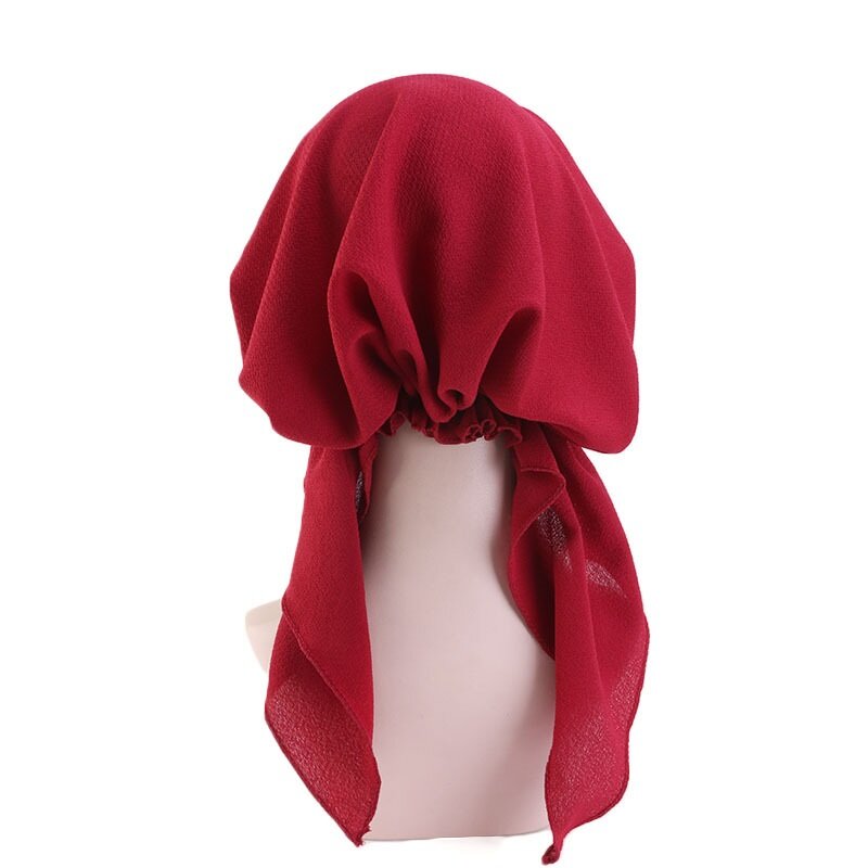 แอฟริกันผู้หญิงมุสลิม Headscarf ยุโรปและอเมริกาครีมกันแดด Breathable Pure สีริบบิ้นโพลีเอสเตอร์ Headscarf หมวกผ...