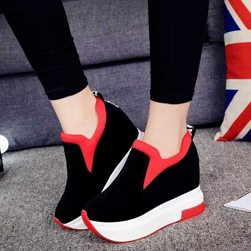 Новинка весна-осень 2021 женская обувь с внутренним подъемом Корейская повседневная спортивная обувь для бега студентов на толстой платформ...