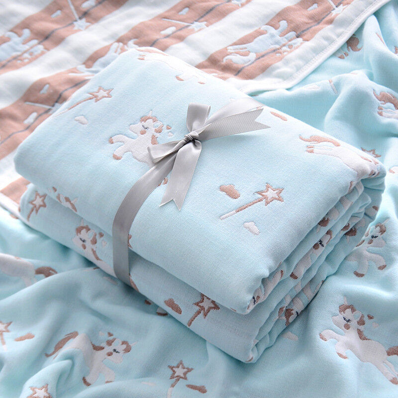 Intimità bambino fasce 100% garza di cotone coperta neonato cartone animato asciugamano da bagno cucito orlo Jacquard trapunta abbraccio artigianale