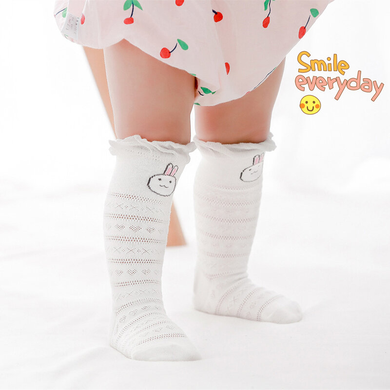 Calcetines de malla hasta la rodilla para bebé, niño y niña, medias de dibujos animados para recién nacido, de algodón, transpirables, holgados, ropa de bebé