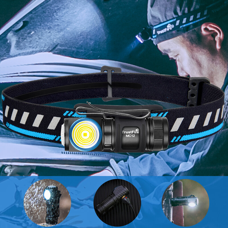 TrustFire MC12 LED Scheinwerfer CREE XP-L HALLO 1000lm 16340 Magnetische Wiederaufladbare Scheinwerfer Taschenlampe Magnet Schwanz Für Angeln Camping