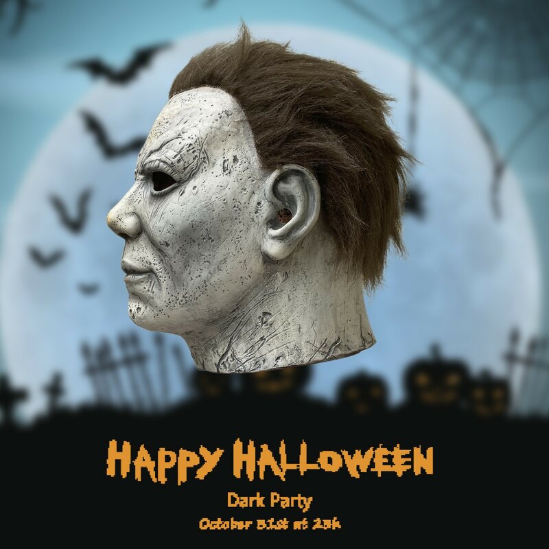 Máscara de terror de la película de Halloween, Cosplay de Michael Myers, máscara del asesino, sortija Tricky Spoof, máscara de miedo, adornos de máscaras, tocado gótico L * 5
