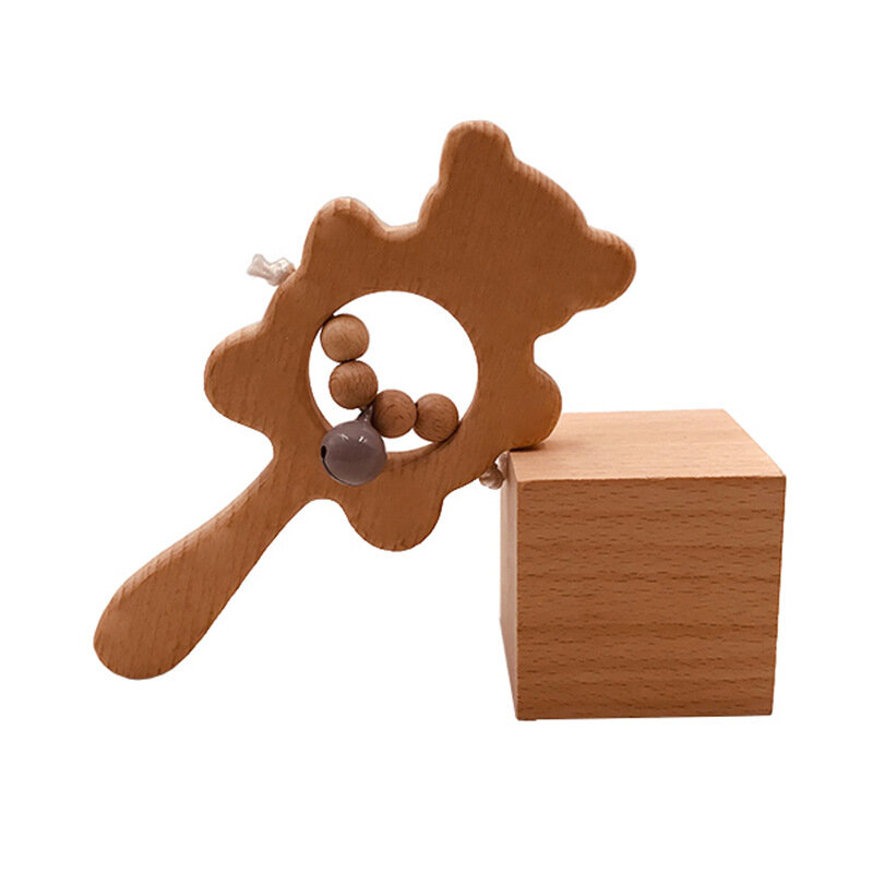 Bastoncini da dentizione in legno sonagli ad anello in legno dentizione giocattoli in legno sonagli a mano per bambini giocattoli da dentizione in legno