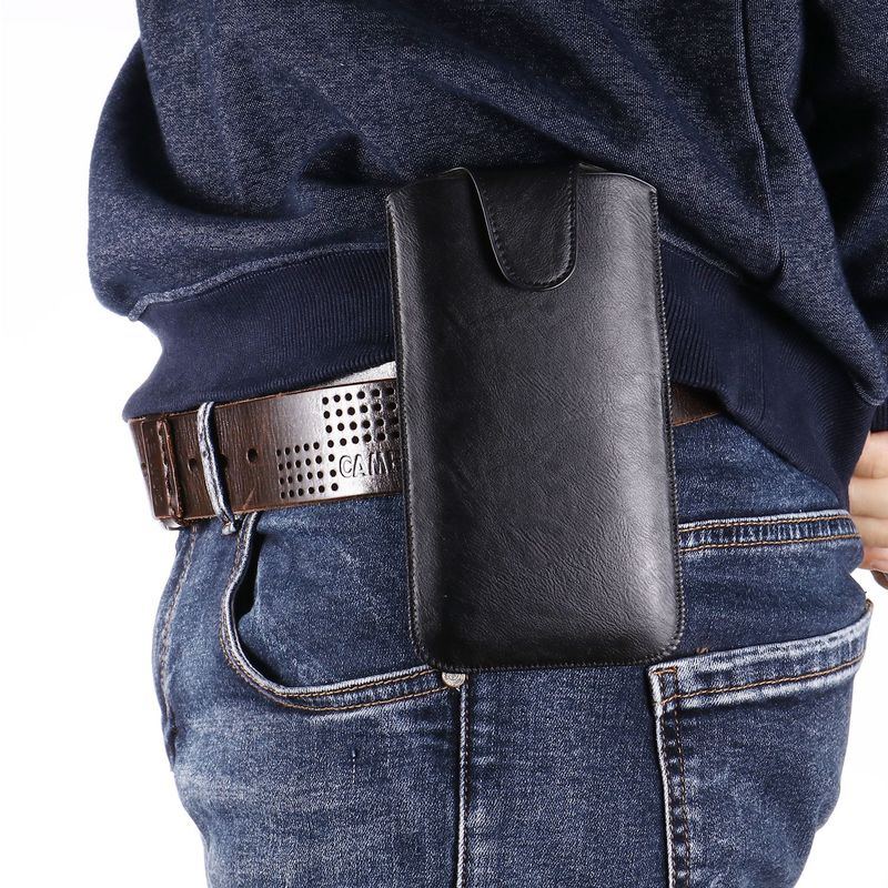 Universal pu couro homem cintura pacotes saco do telefone móvel cor sólida celular bolso bolsa cinto bolsa carteira para o sexo masculino