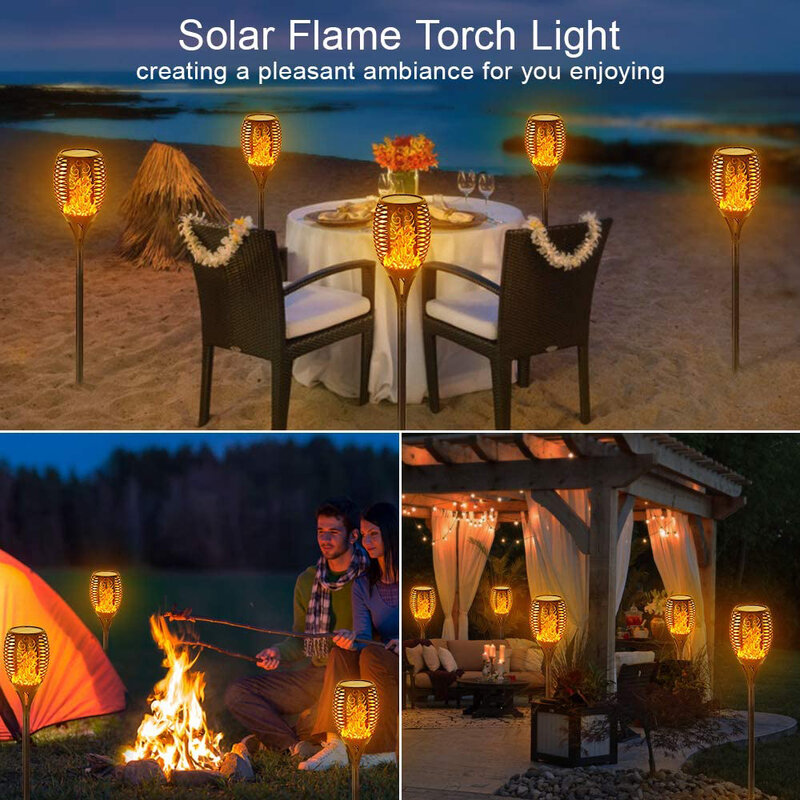 12LED 33LED Solar Flame Torch Light Flickering Waterproof Garden Decor Landscape Lawn Lamp Path Lighting Torch Outdoor Light