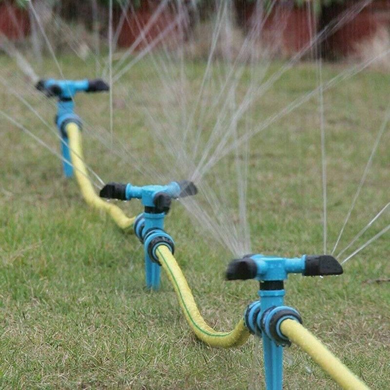 ガーデンスプリンクラー360 ° 自動芝生スプリンクラー回転小型3プロングピンガーデンスプリンクラー灌漑ツール用品