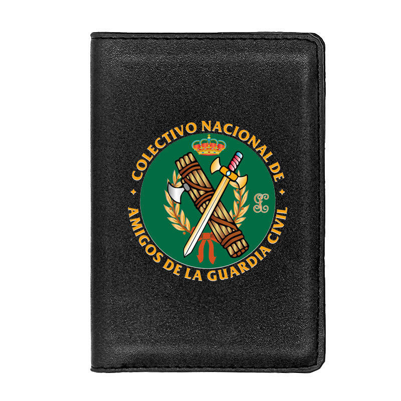 Spanish National Guard Printing Leather Passport Cover Fashion Men Women Holder ID Credit Card Travel Accessories Passport Case