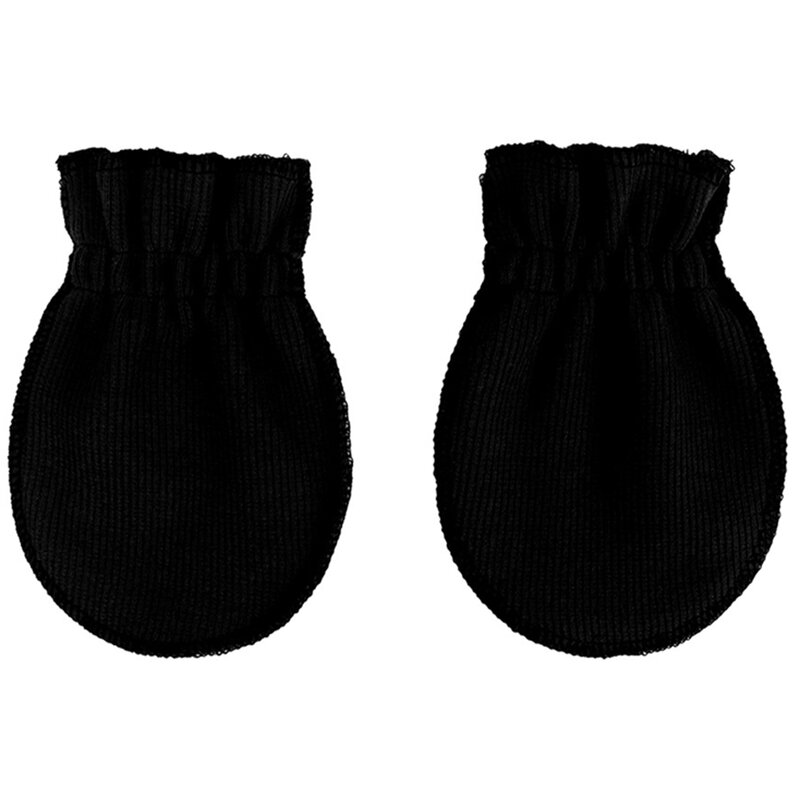 Crianças cor sólida algodão chapéus e luvas conjunto de duas peças bebê anti-comer mão anti-garra rosto proteger mitten recém-nascido headwear